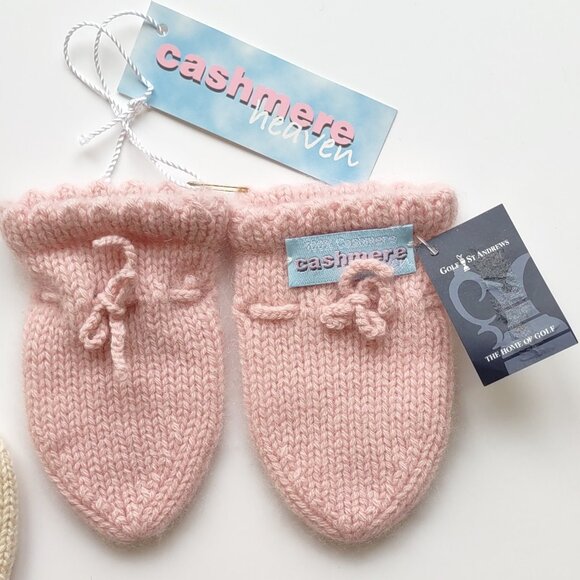 NWT Cashmere Heaven Baby Mittens Pale Pink 100% Cashmere 6-12 Months - Picture 1 of 6